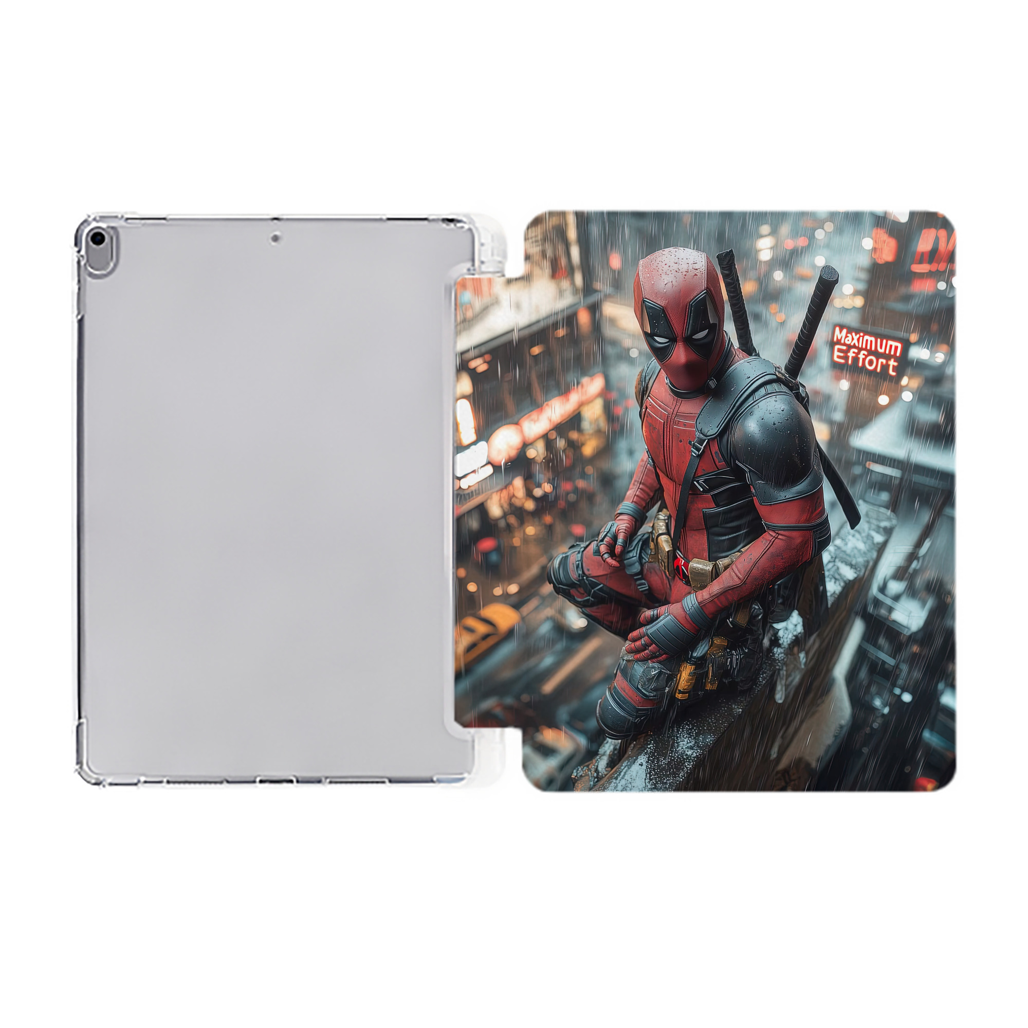 （画像用） Deadpool デッドプール IPad ケース ペン収納付き 三つ折りスタンド PUレザー×シリコン 対応機種9.5/10.5/10.9インチ